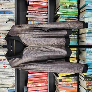 Sheer Tiger Stripe Zip Jacket Black Gold Metallic 2X